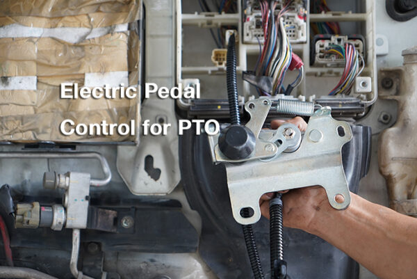 Electric pedal throttle control unit for PTO trucks